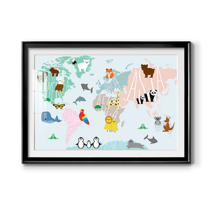Animal Map - Modern Framed Art Print
