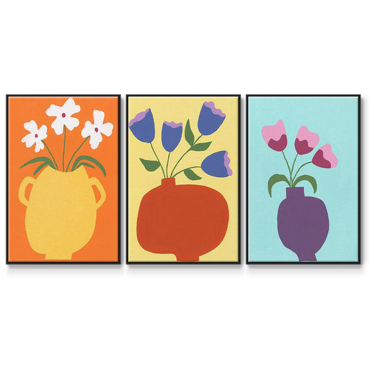 Modern Blooms I - Floater Framed Canvas Set