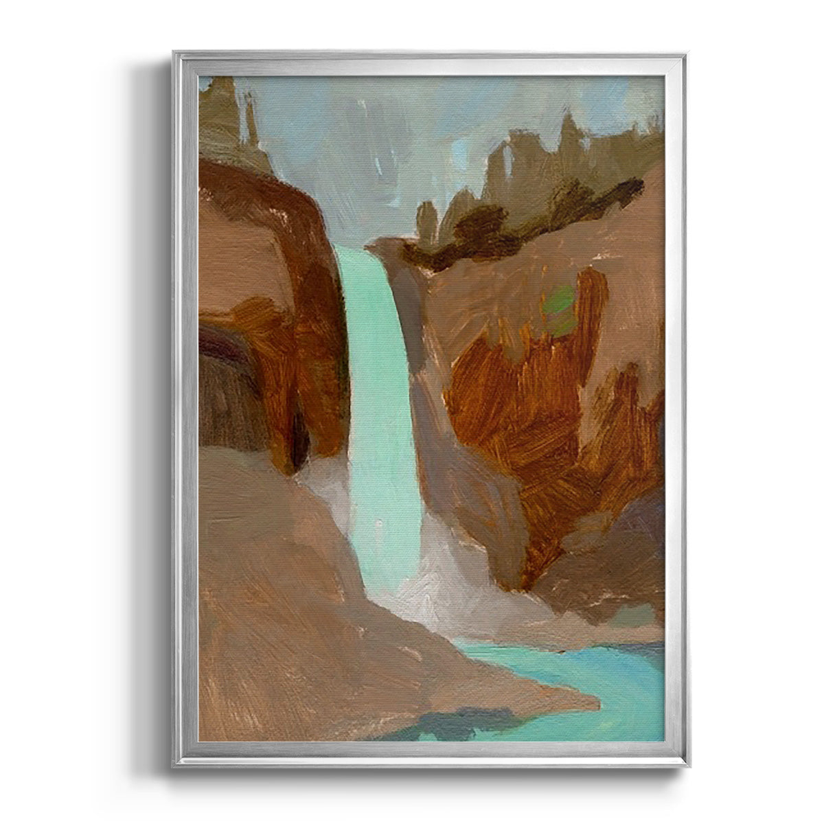 Turquoise Falls I - Modern Framed Canvas Print