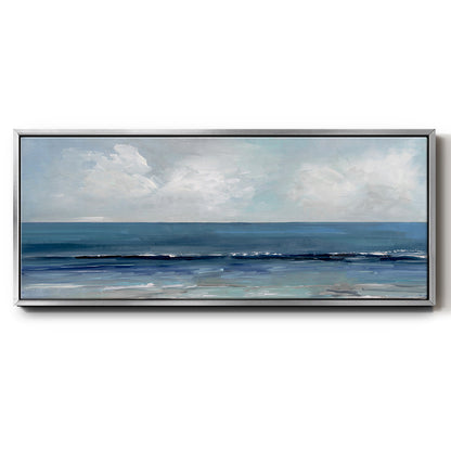 Cloudy Ocean Waves Horizon - Floater Framed Canvas Print