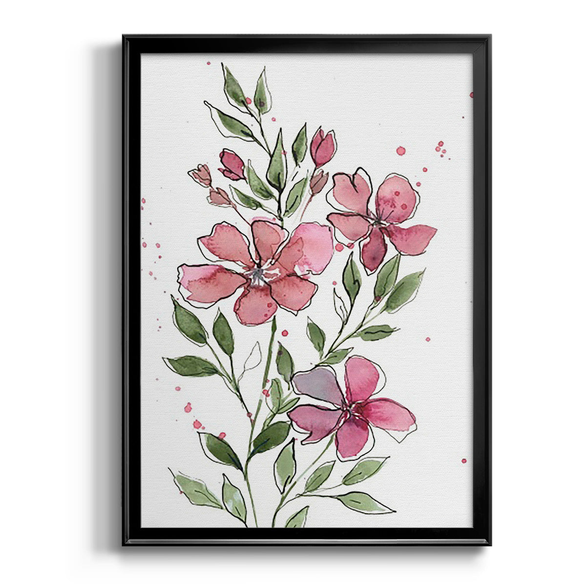 Watercolor Floral Stems I - Modern Framed Canvas Print