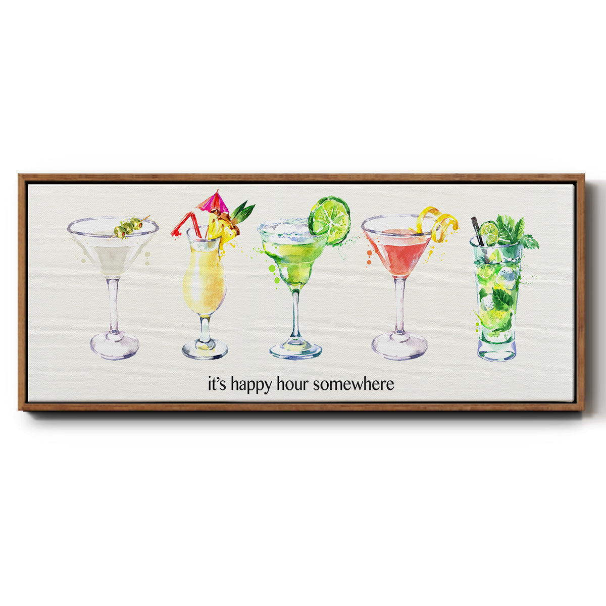 Happy Hour Cocktails - Floater Framed Canvas Print