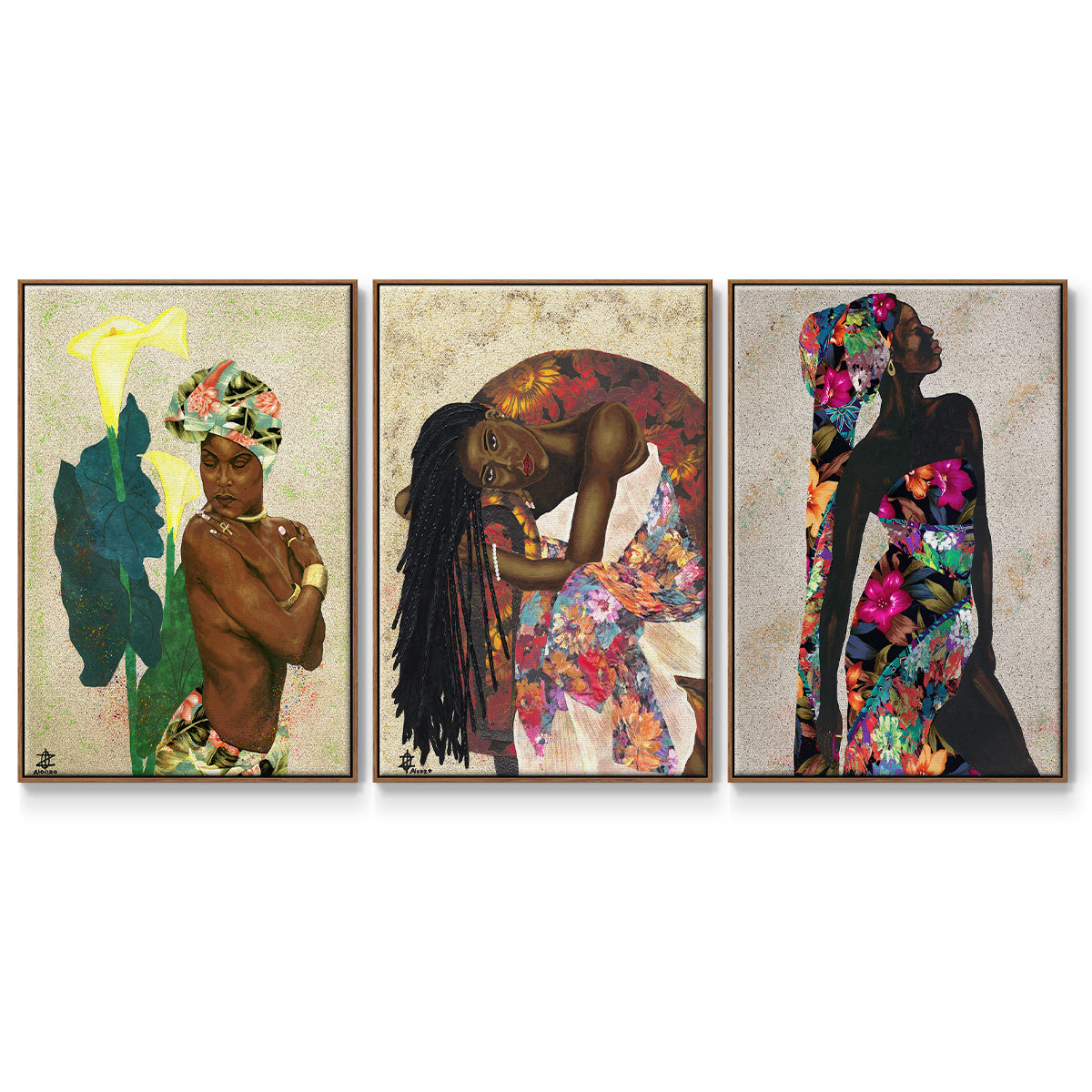 Woman Strong I - Framed Premium Gallery Wrapped Canvas L Frame 3 Piece Set - Ready to Hang