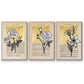 Floral Diary I - Framed Premium Gallery Wrapped Canvas L Frame 3 Piece Set - Ready to Hang