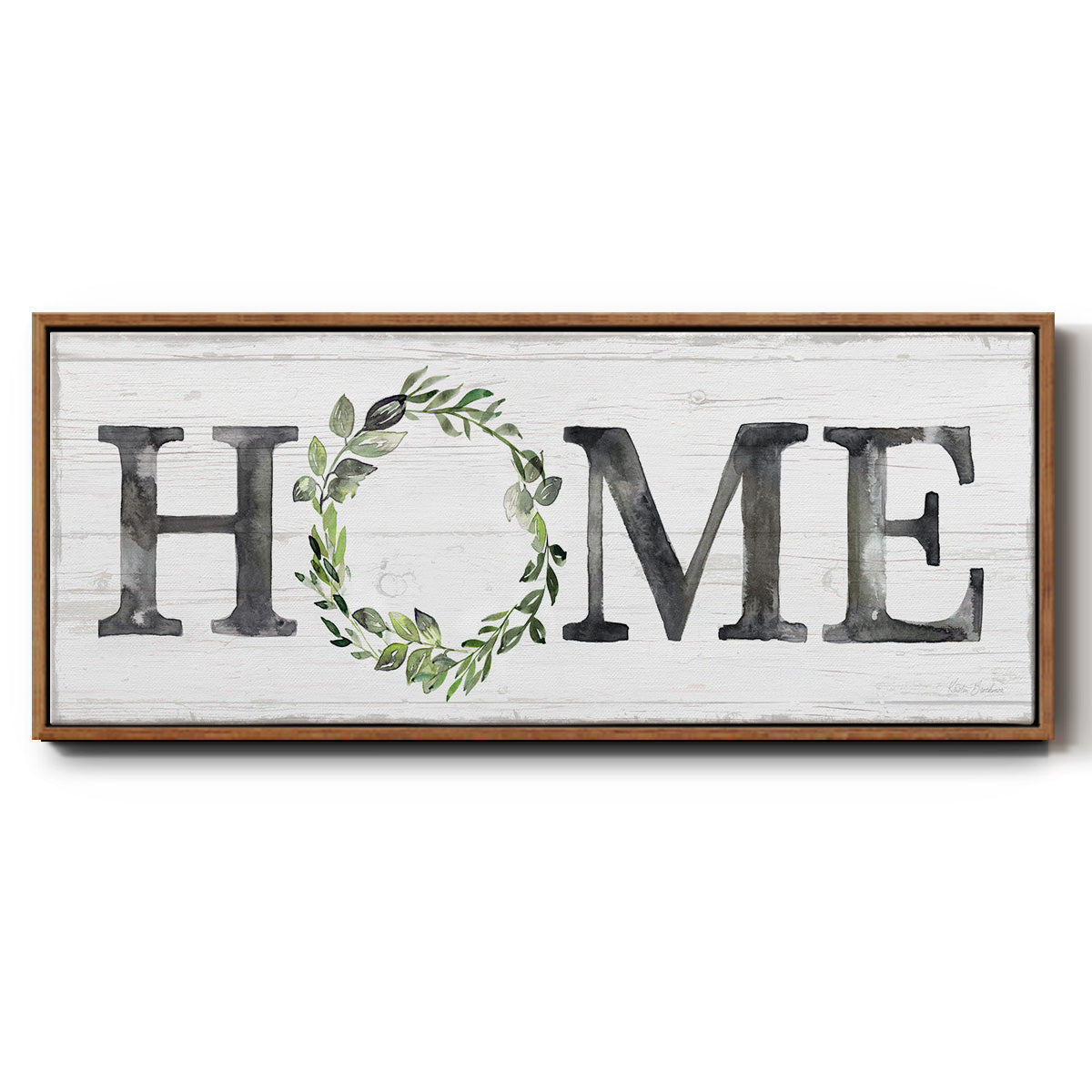 Gray Home Wreath - Floater Framed Canvas Print
