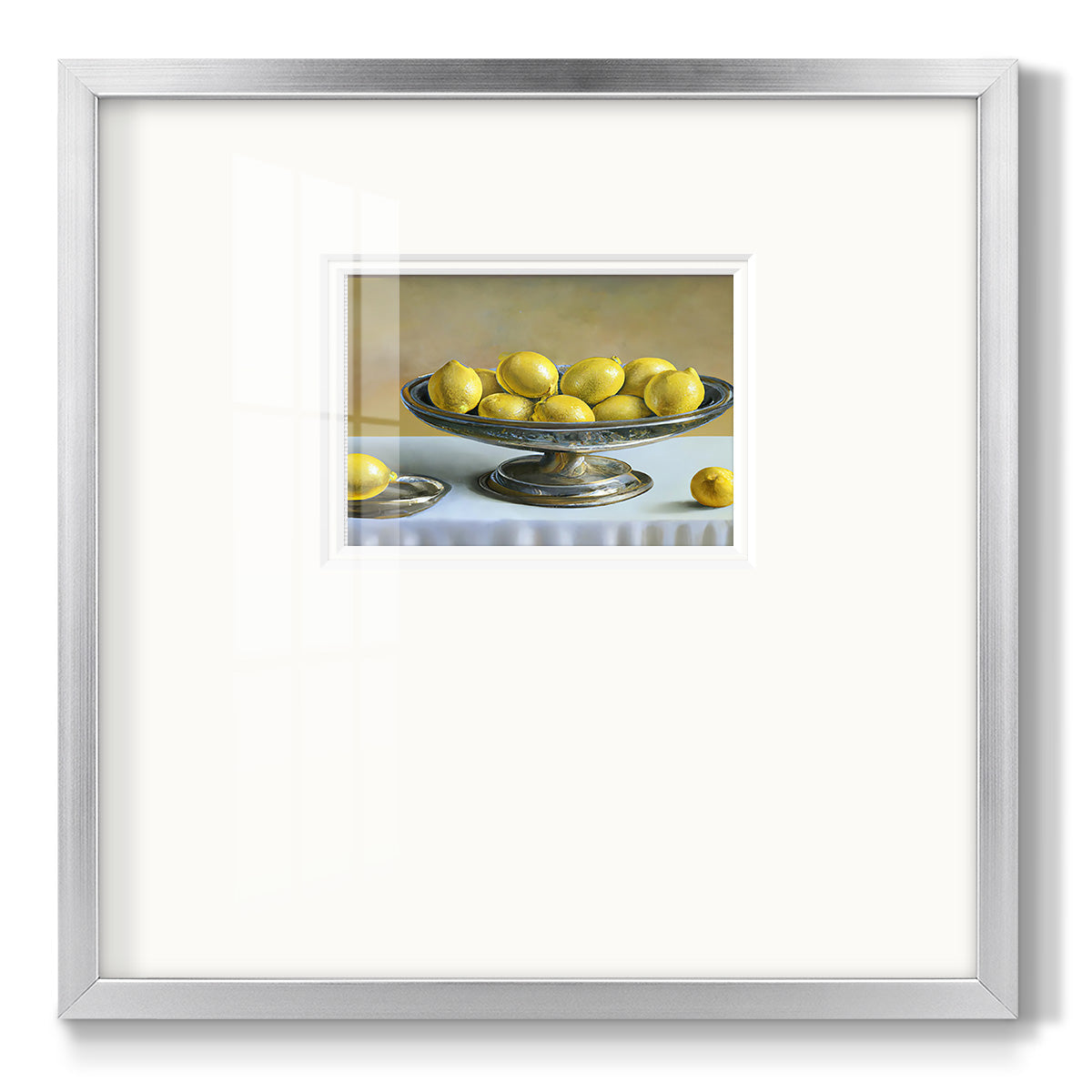 Silver Lemons Premium Framed Print Double Matboard