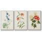 Flowers of the Seasons I - Framed Premium Gallery Wrapped Canvas L Frame 3 Piece Set - Ready to Hang