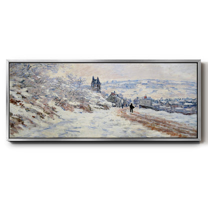 The Road to Vétheuil, Snow Effect, 1879 - Floater Framed Canvas Print