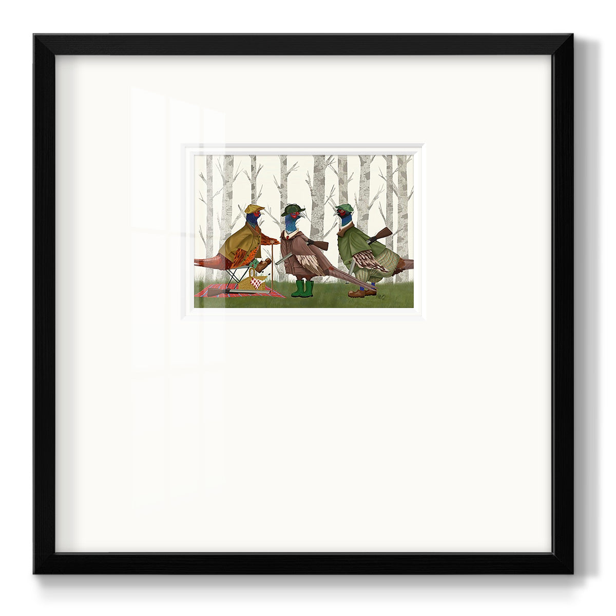 Pheasant Shooting Party Group 1 - Double Matboard Framed Print