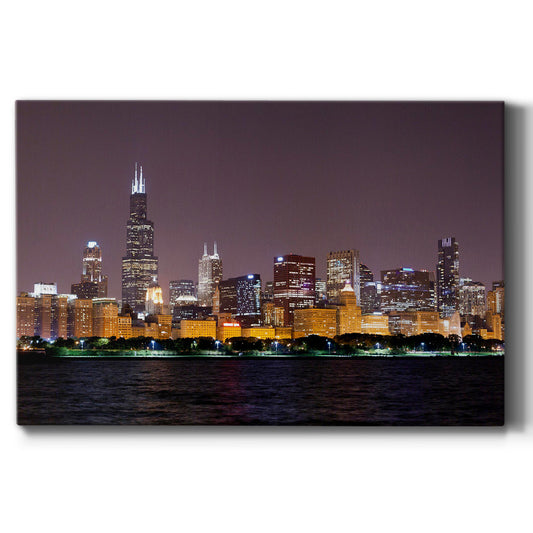 Late Night City Chicago - Canvas Art Print