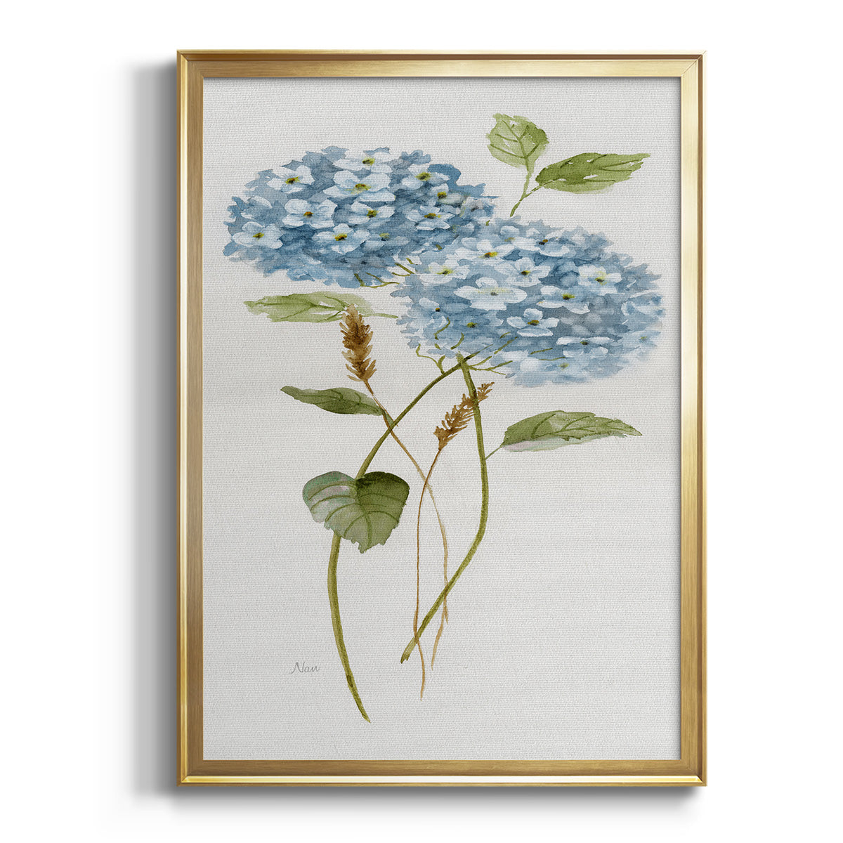 Petite Blue Hydrangea II - Modern Framed Canvas Print