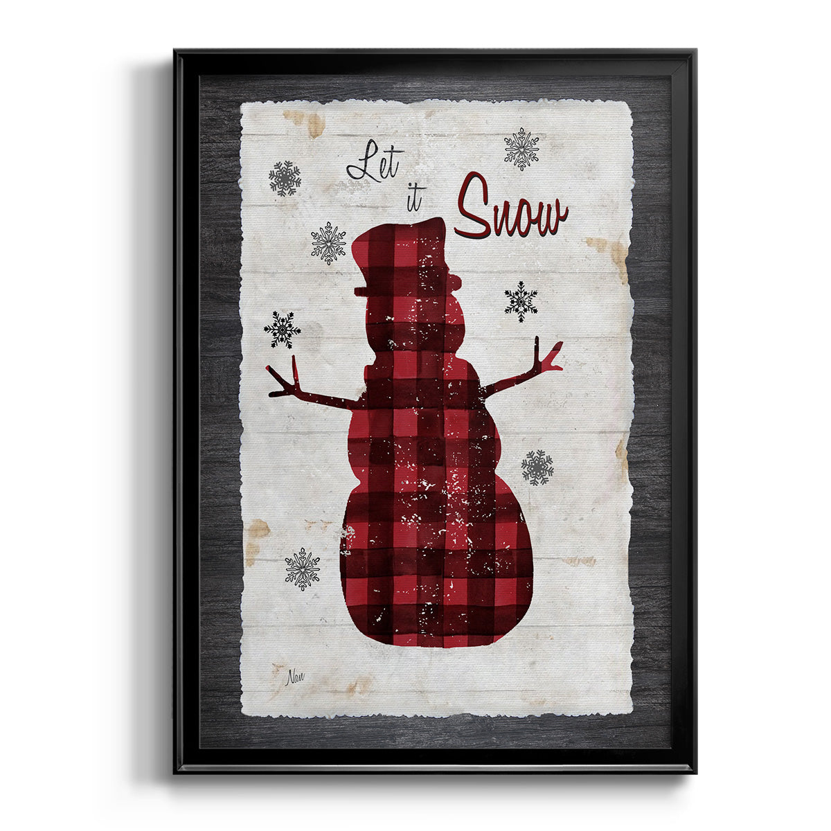 Checkered Snowman I - Modern Framed Canvas Print