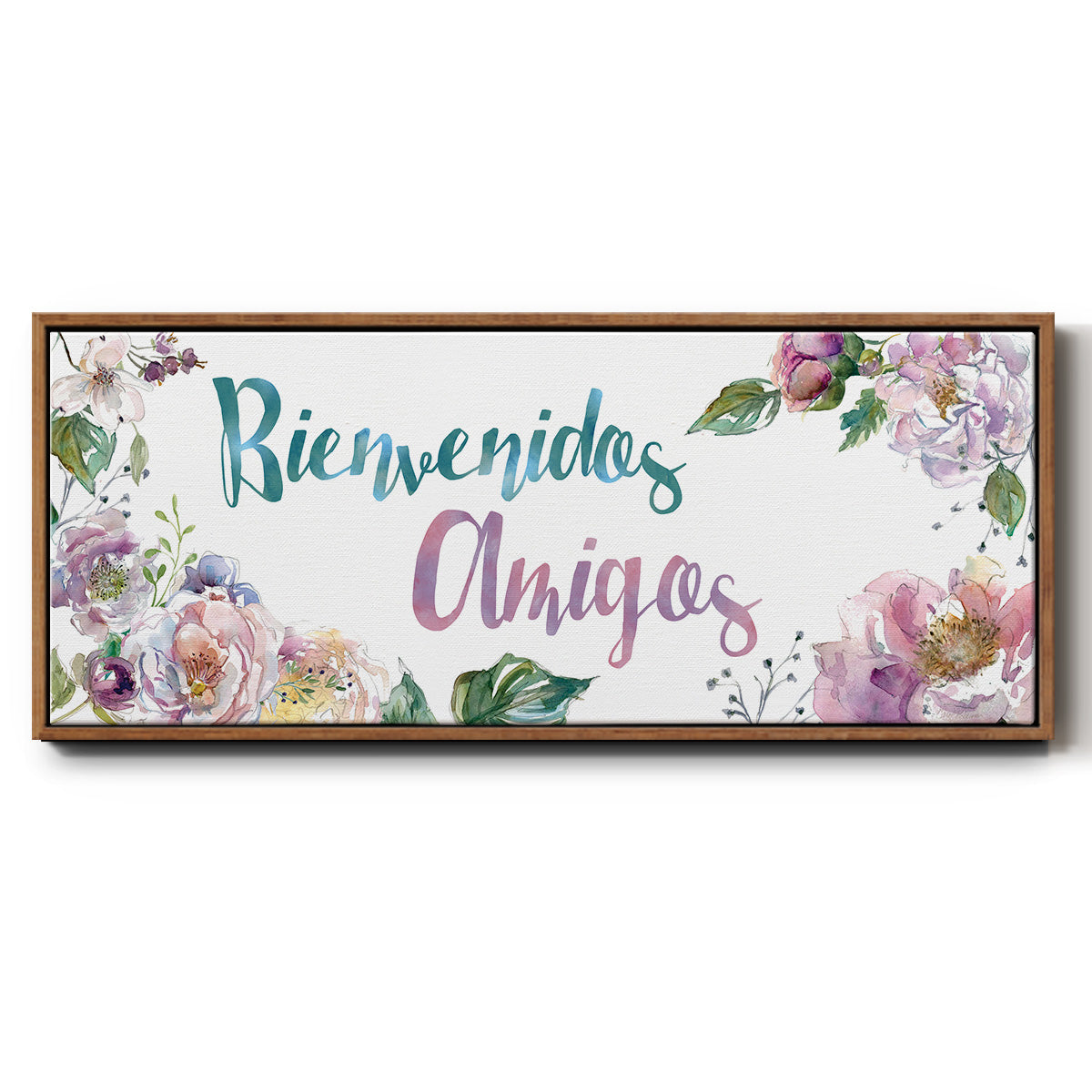 Bienvenidos Amigos - Floater Framed Canvas Print