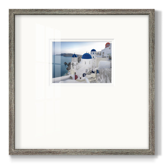 Santorini Sunrise Premium Framed Print Double Matboard