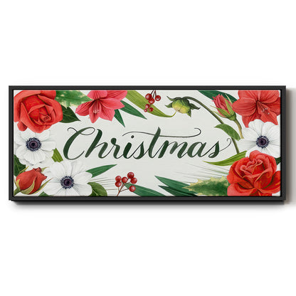 Christmas Flora Wreath Collection D - Floater Framed Canvas Print