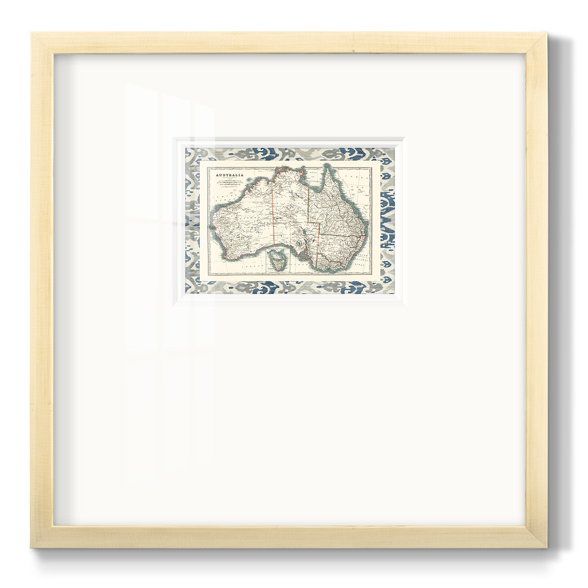 Bordered Map of Australia - Double Matboard Framed Print