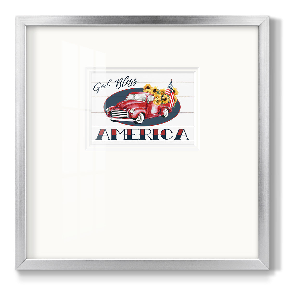 God Bless America Truck Premium Framed Print Double Matboard