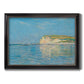 Impressionist coastal low-tide seascape at Pourville by Claude Monet printed on canvas in an ornate black frame with gilded inner detail.