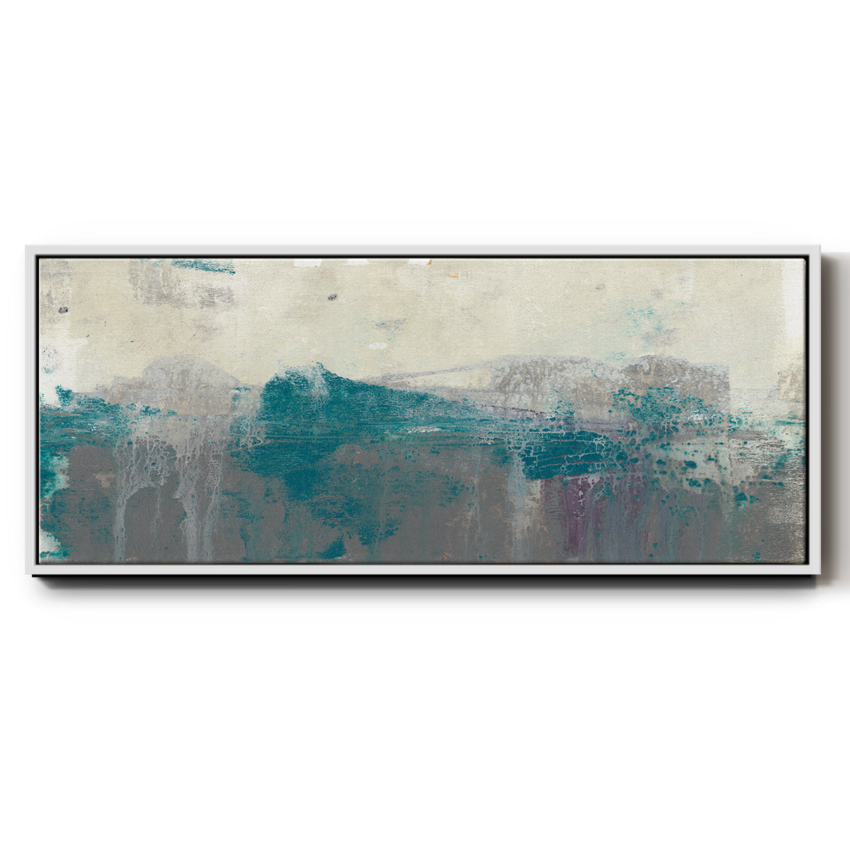 Teal Range II - Floater Framed Canvas Print