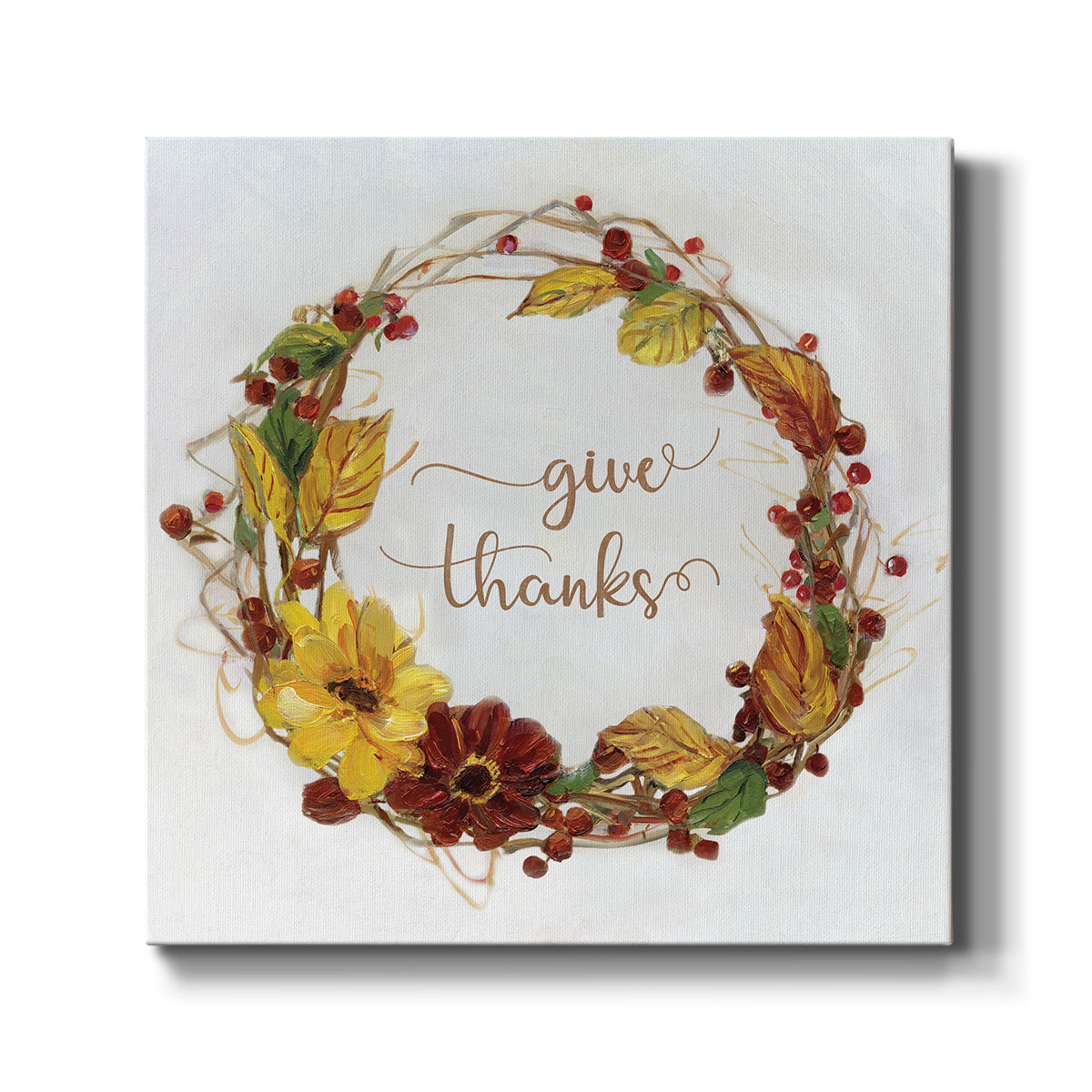 Give Thanks Wreath-Premium Gallery Wrapped Canvas - Ready to Hang