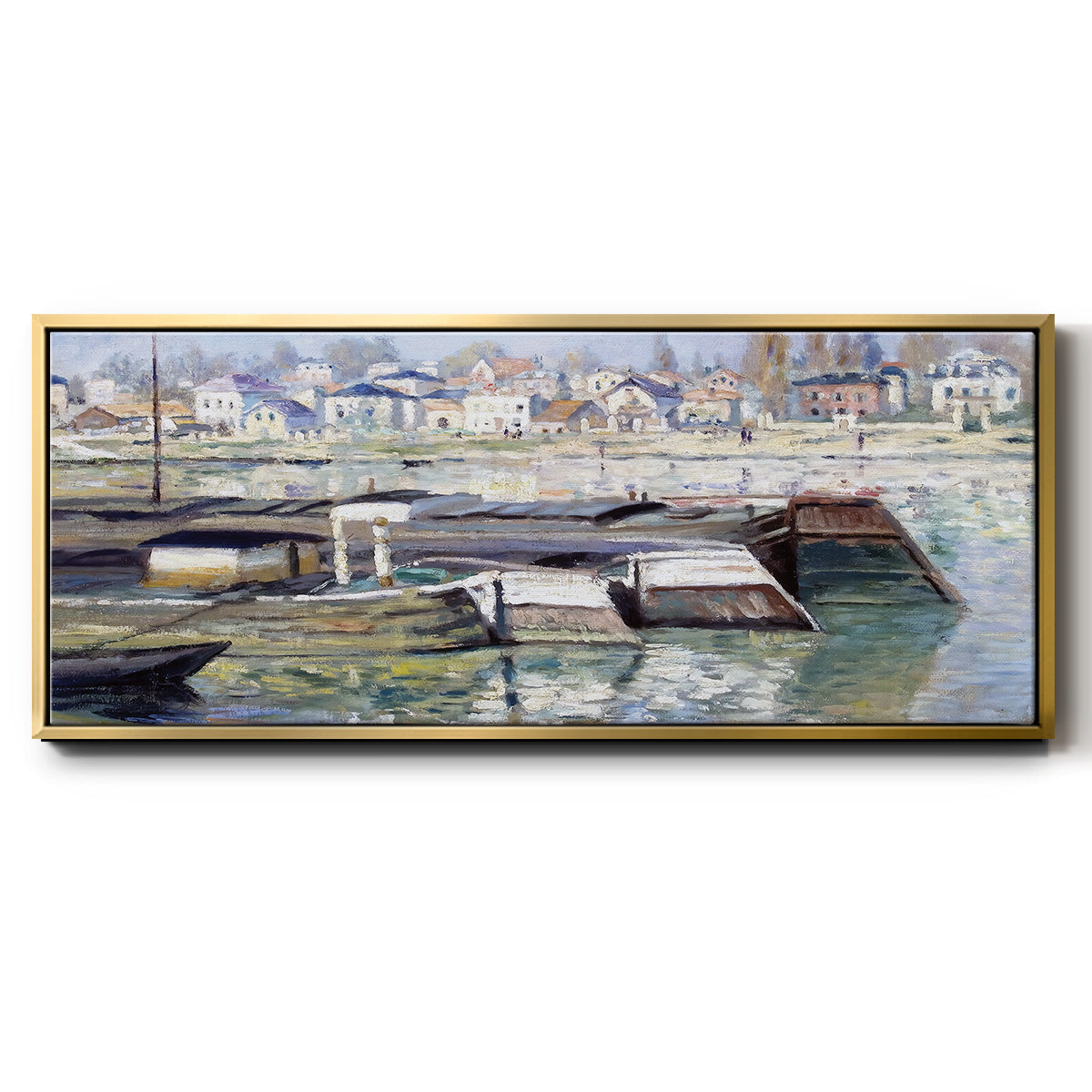 The Seine at Asnieres, 1873 - Floater Framed Canvas Print