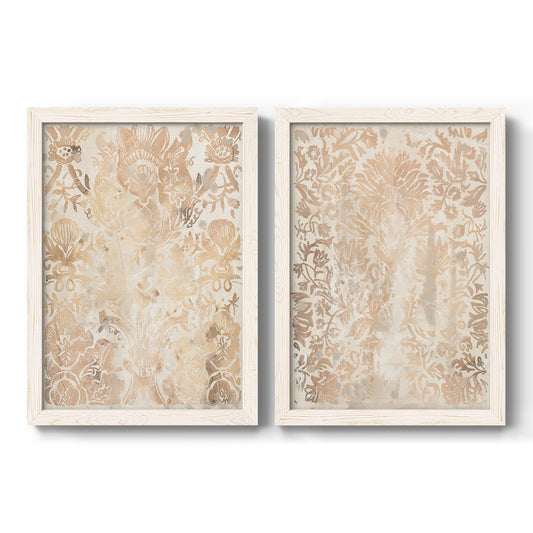 Walnut Damask III - Barnwood Framed Canvas Set