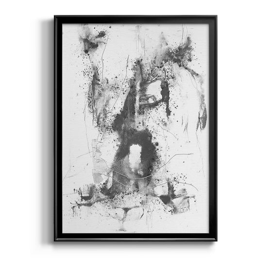 Graphite Abstract II - Modern Framed Canvas Print
