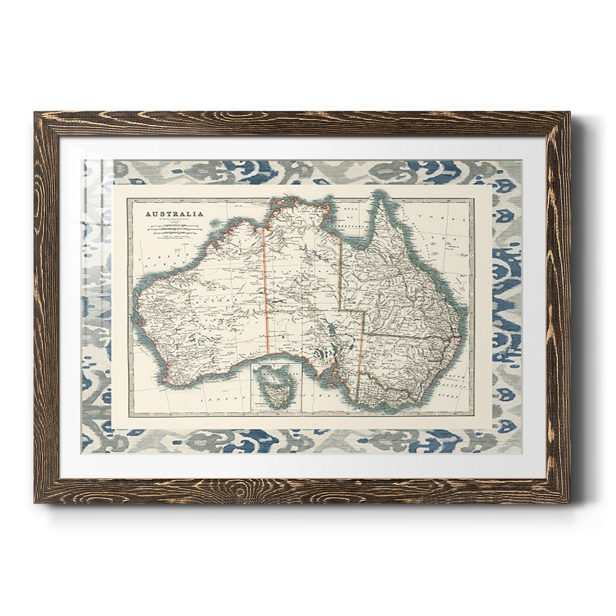 Bordered Map of Australia-Premium Framed Print - Ready to Hang