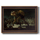 American social club scene painting by George Bellows printed on canvas in an ornate bronzed mahogany wood frame.