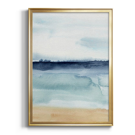 Watercolor Ocean Horizon I - Modern Framed Canvas Print