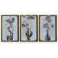 Graphic Flowers in Vase I - Framed Premium Gallery Wrapped Canvas L Frame 3 Piece Set - Ready to Hang