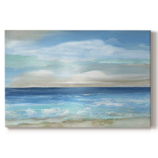 ocean,beach,waves,sky,clouds,colors,blue,green,serene,daylight,landscape,tranquility,nature,horizon,sand,calm,water,coastal,scenery,atmosphere,summer,vacation,relaxation,outdoors,picturesque,sunlight,seascape,ripples,beauty,clear,peaceful,environment,marine,distant,warm,soothing,impressionism,horizon line,reflective,soft,gentle