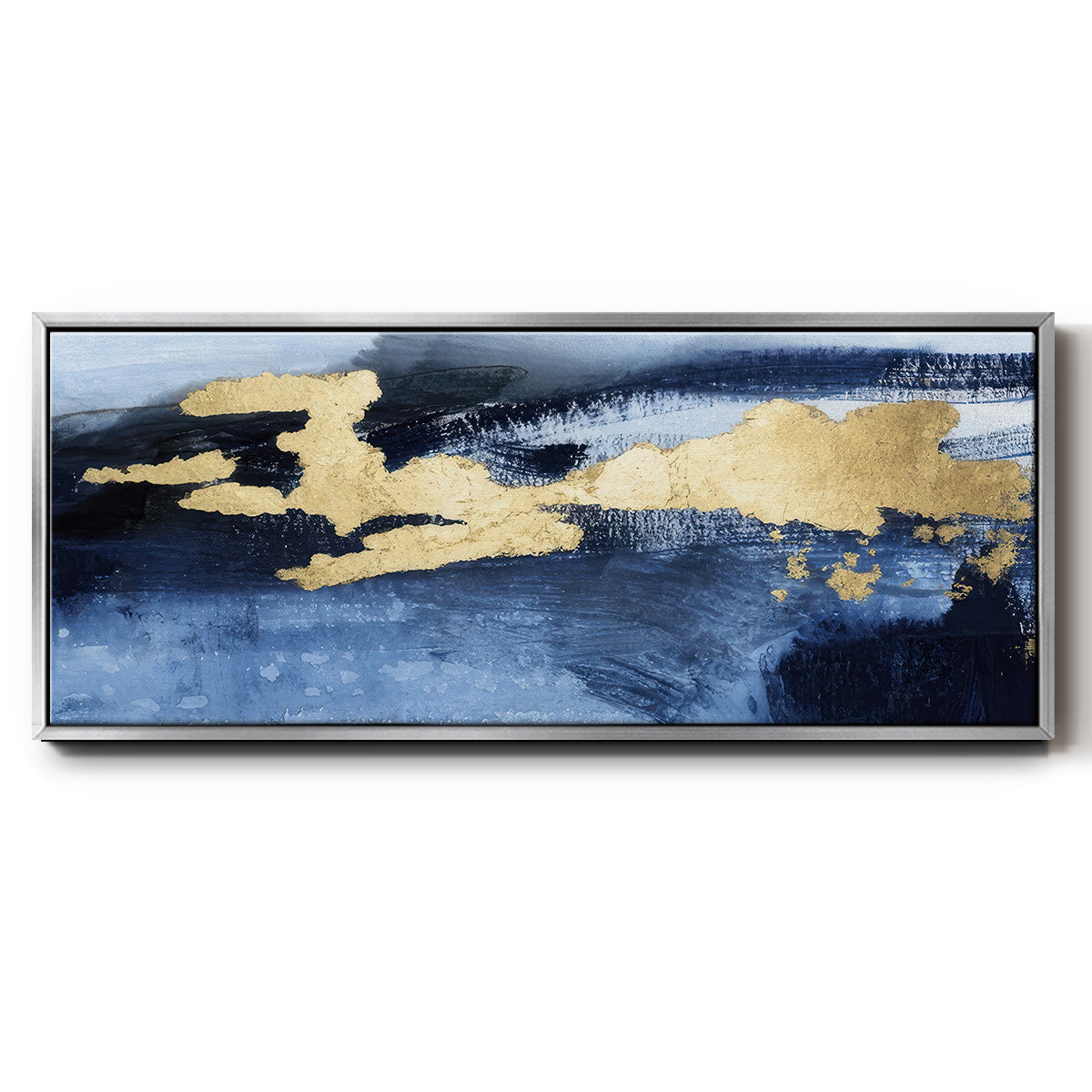 Gilded Indigo Sea I  - Floater Framed Canvas Print