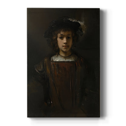 Canvas art print featuring a Baroque portrait of a young boy with soft light and warm tones on a clean white background.