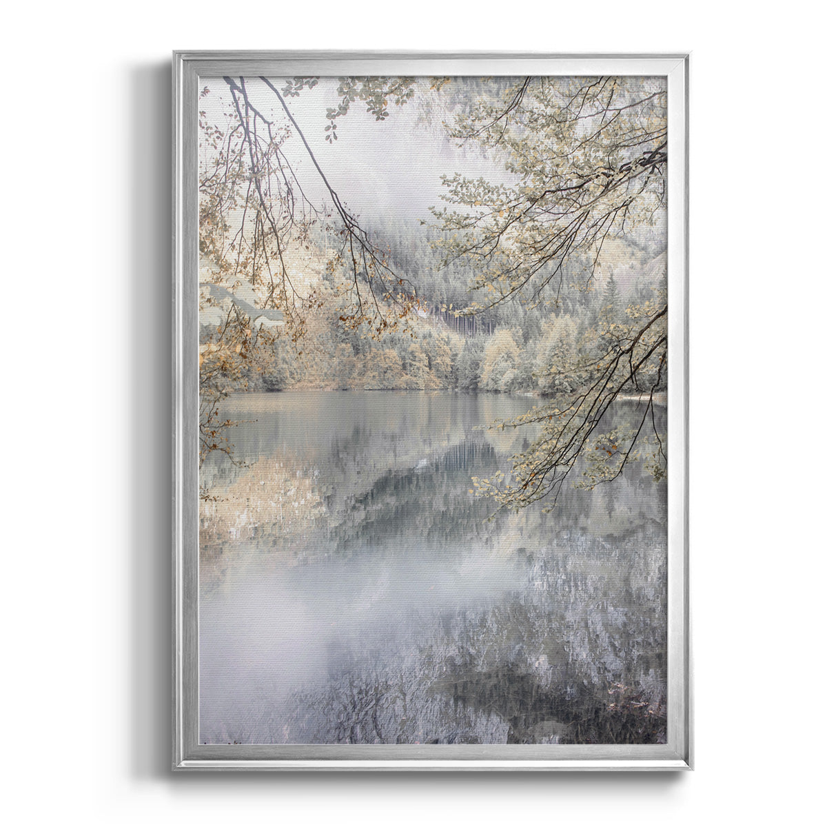 Misty Lake - Modern Framed Canvas Print