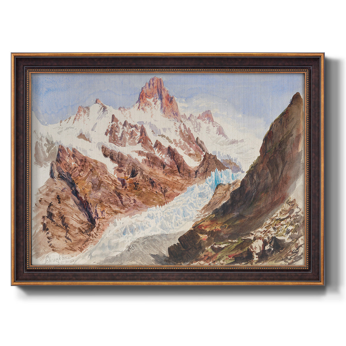 Schreckhorn, Eismeer - Ornate Framed Canvas Print
