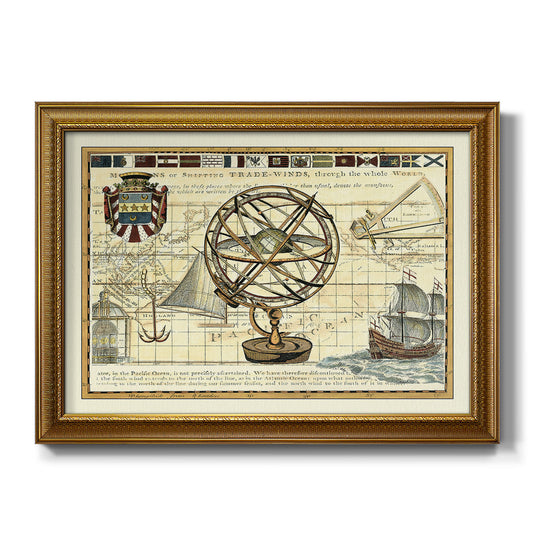 Nautical Map I - Ornate Framed Canvas Print