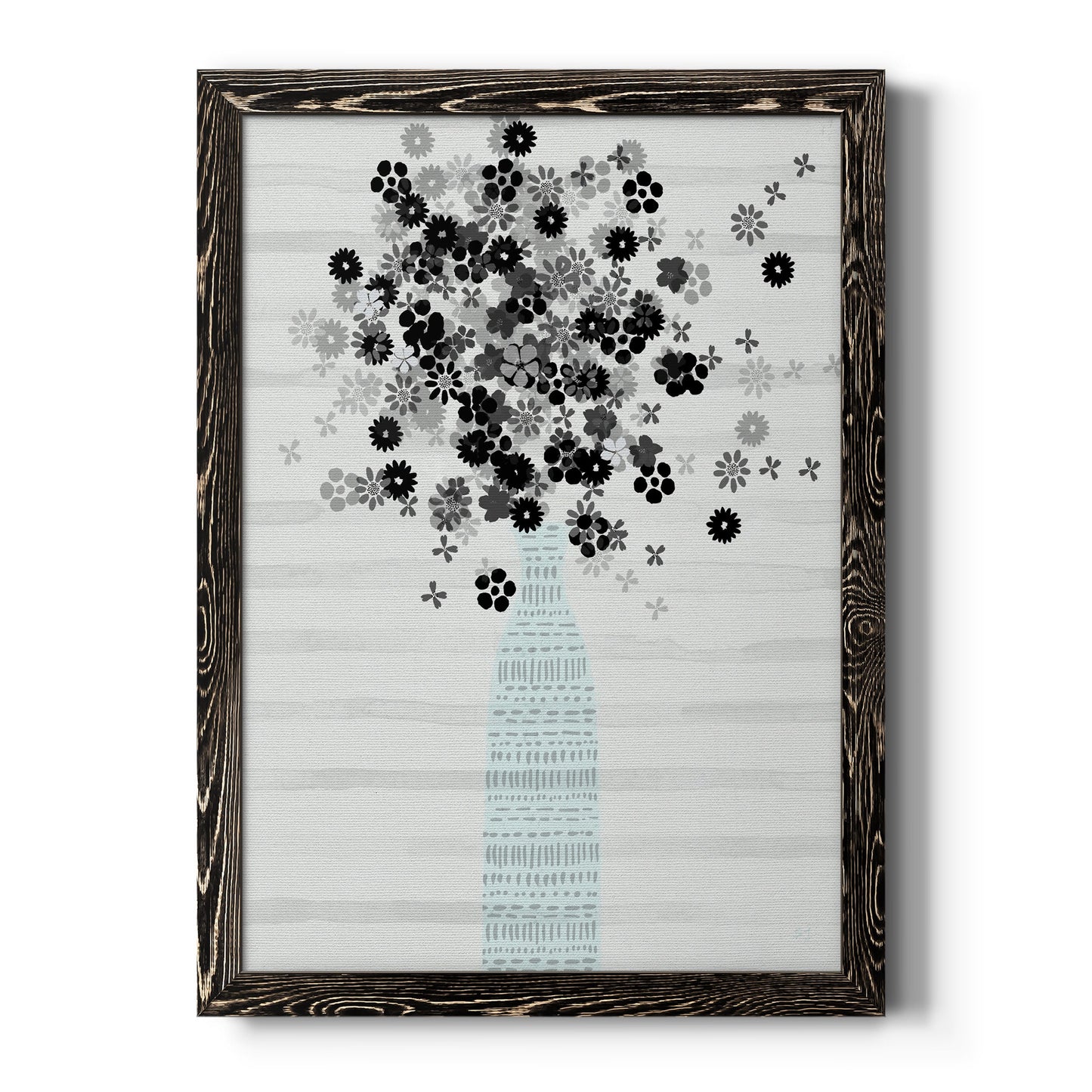 Bouquet of Black & White - Premium Canvas Framed in Barnwood - Ready to Hang