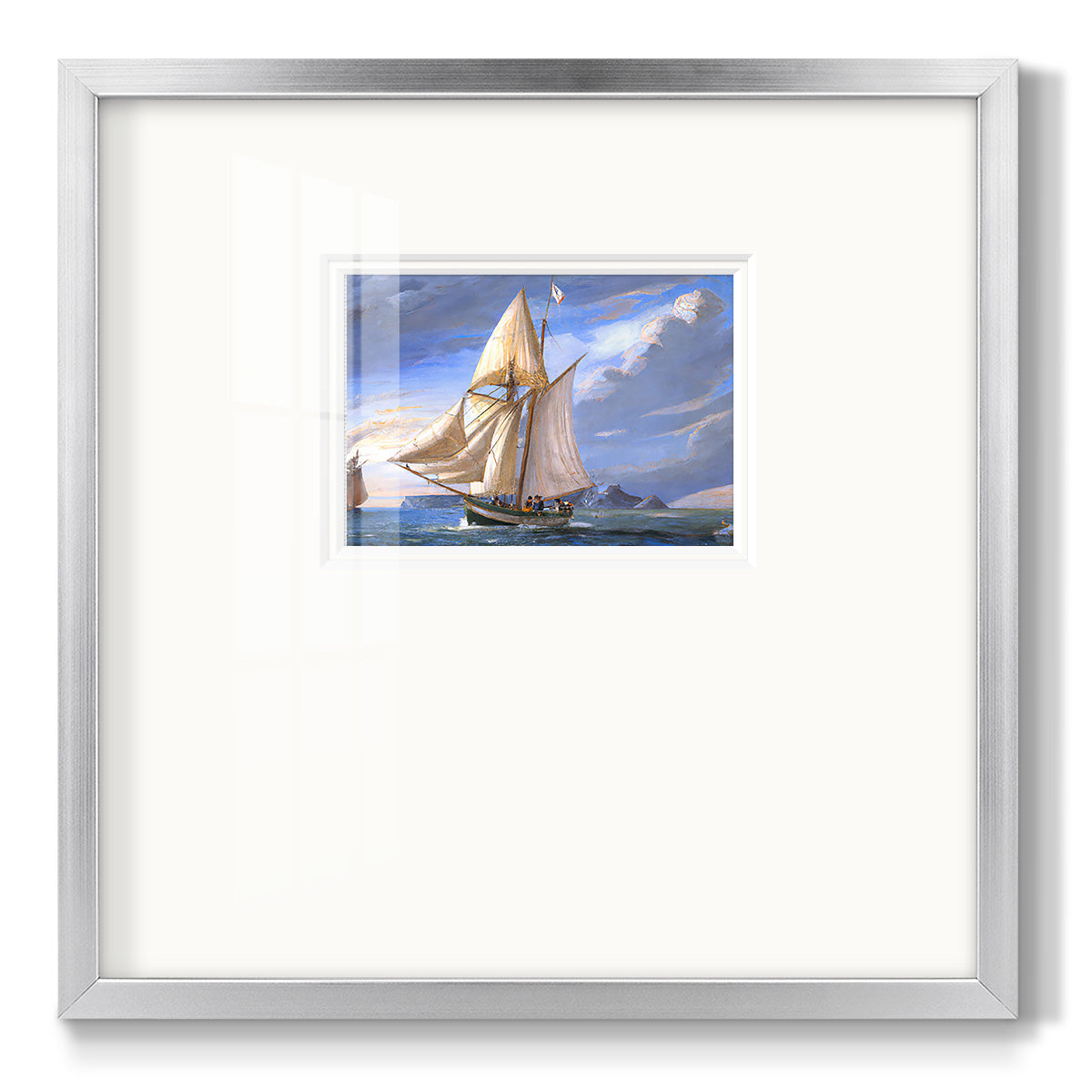 Sail Boat Clouds - Double Matboard Framed Print