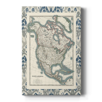 Bordered Map of North America - Canvas Art Print