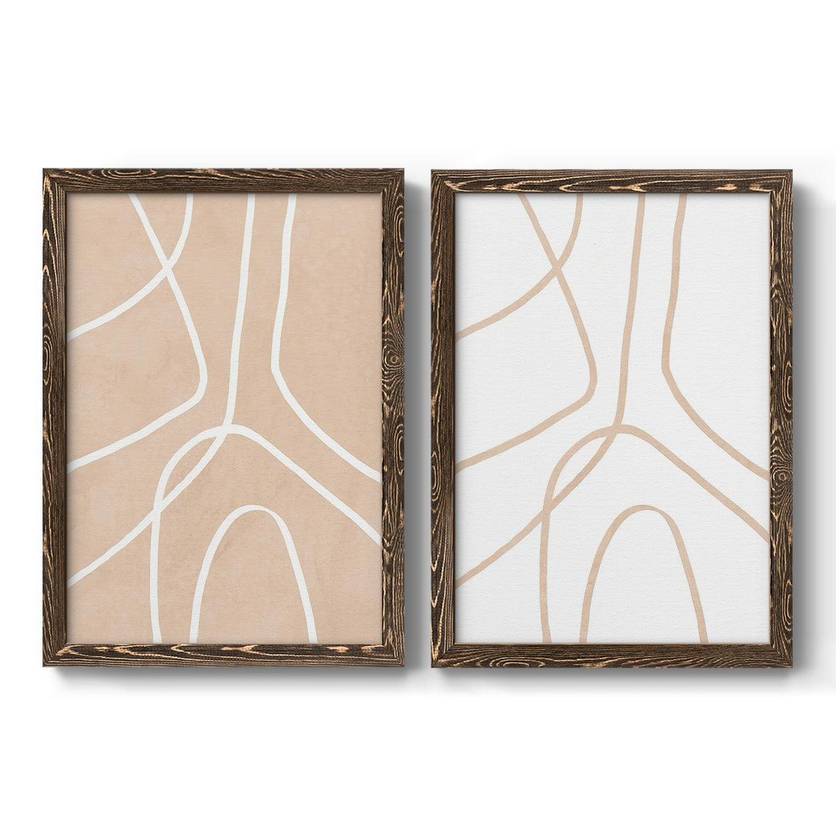 Clean Contour III - Barnwood Framed Canvas Set