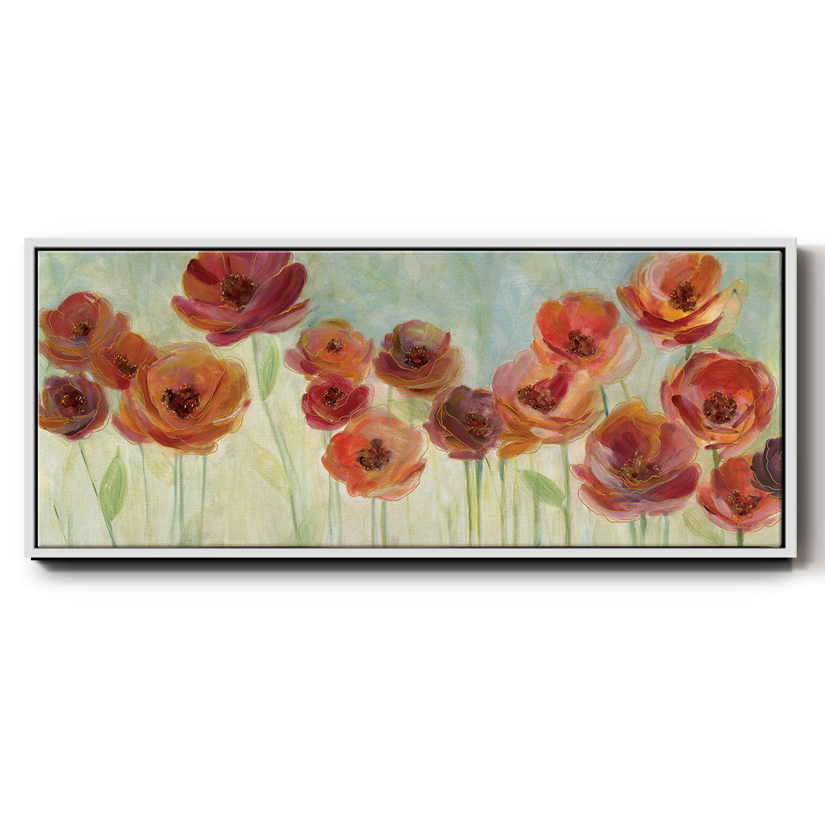 Warm Meadow Poppies - Floater Framed Canvas Print