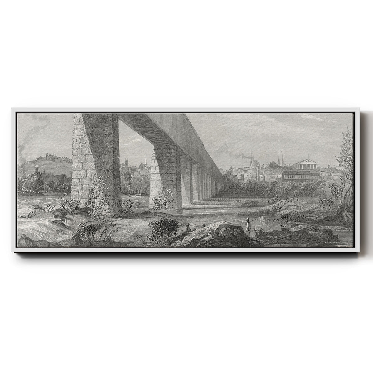 Richmond from the James - Floater Framed Canvas Print