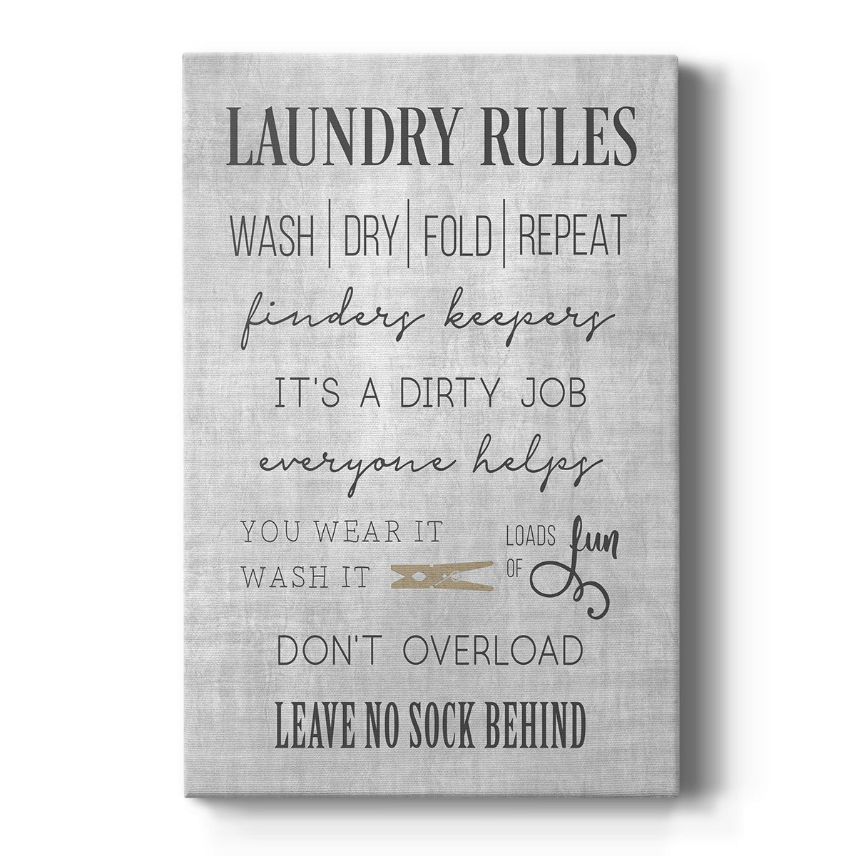 Neutral Laundry Rules Premium Gallery Wrapped Canvas - Ready to Hang