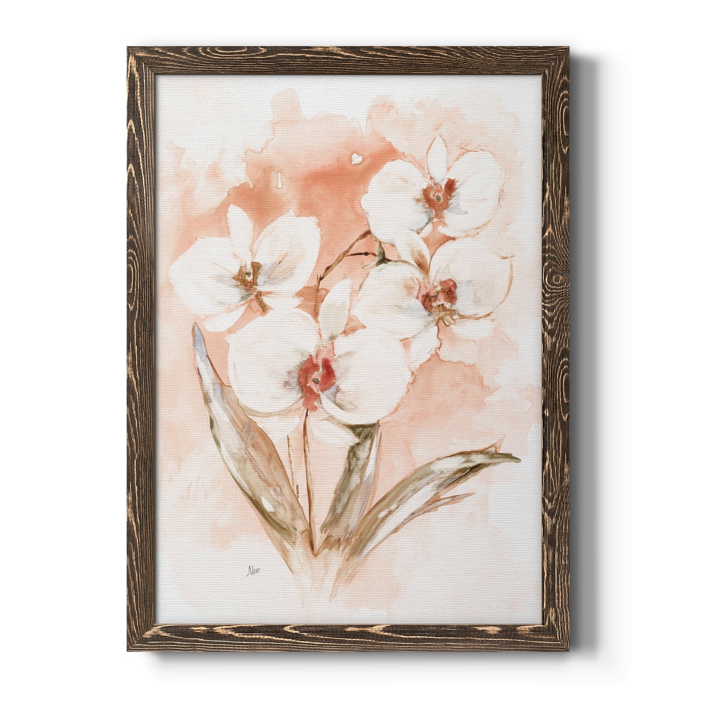 White and Coral Orchid I - Premium Canvas Framed in Barnwood - Ready to Hang