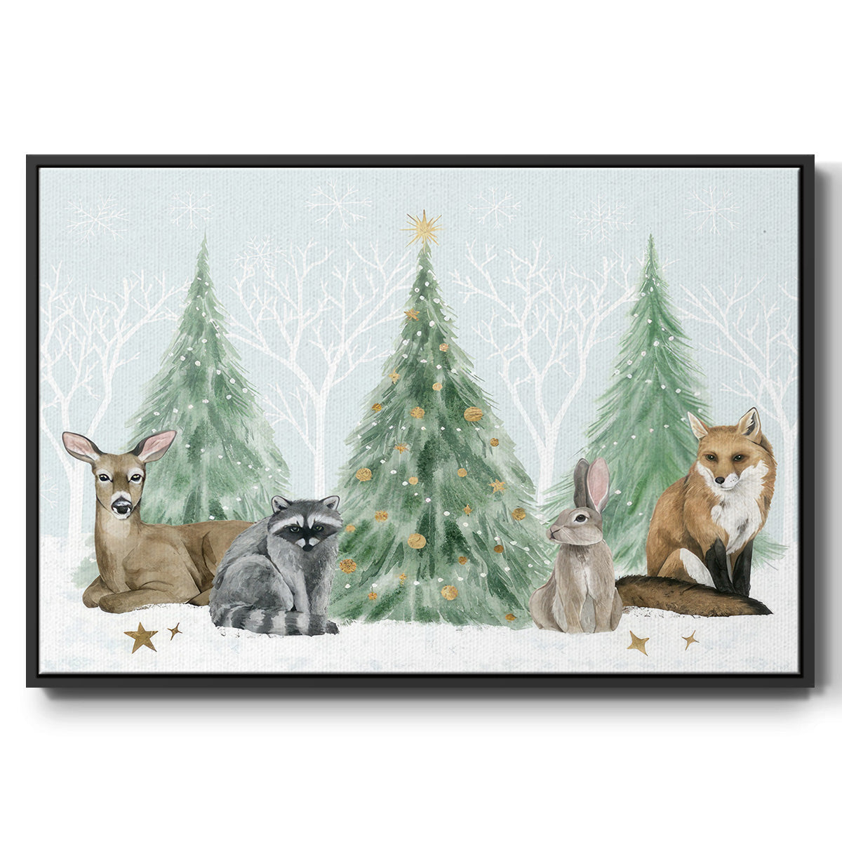 Christmas in the Forest Collection A - Framed Gallery Wrapped Canvas in Floating Frame