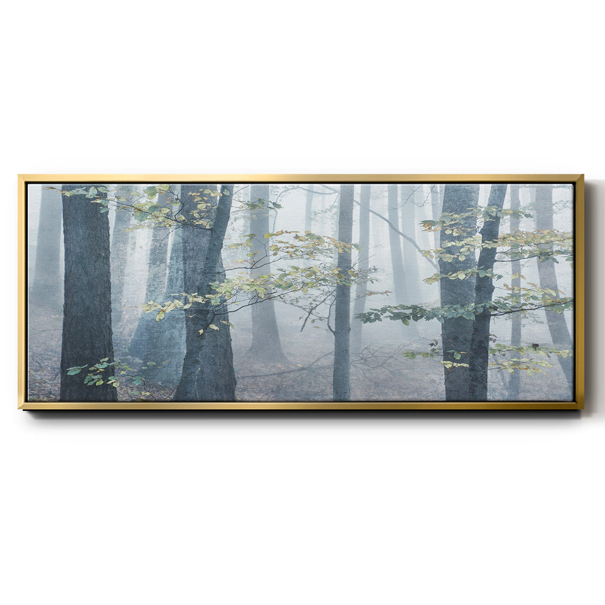 Chalky Misty Autumn Forest View - Floater Framed Canvas Print