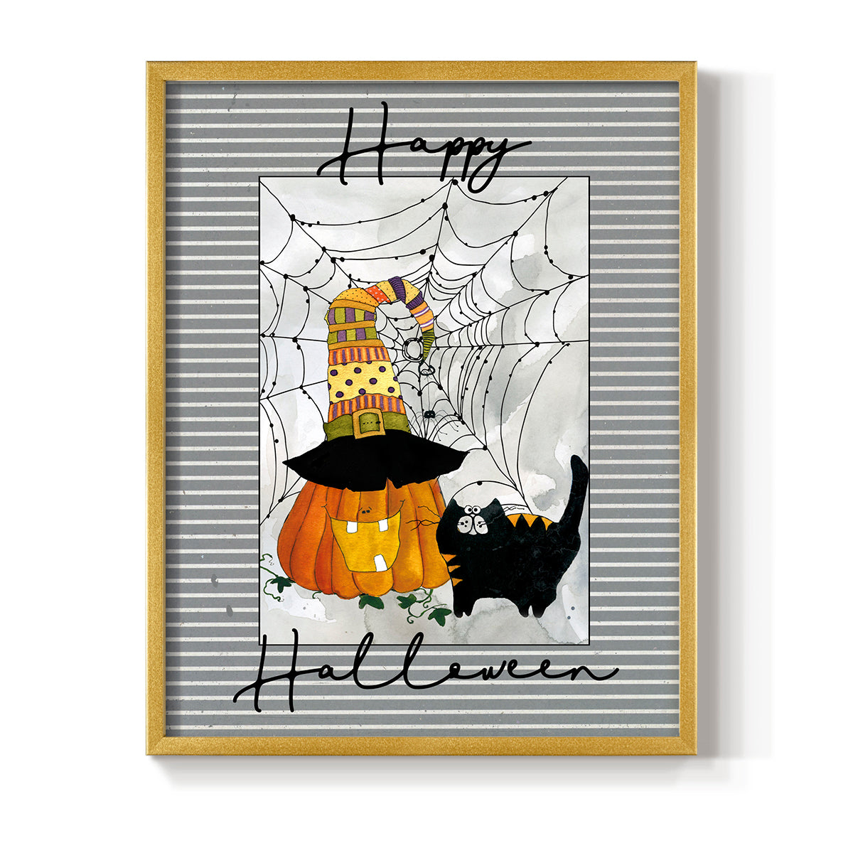 Happy Halloween Pumpkin - Restickable Framed Art Print