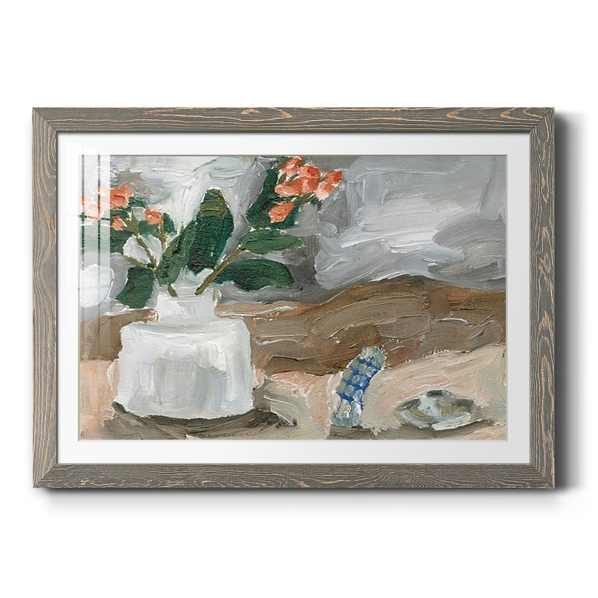 Vase of Pink Flowers III - Barnwood Framed Art Print