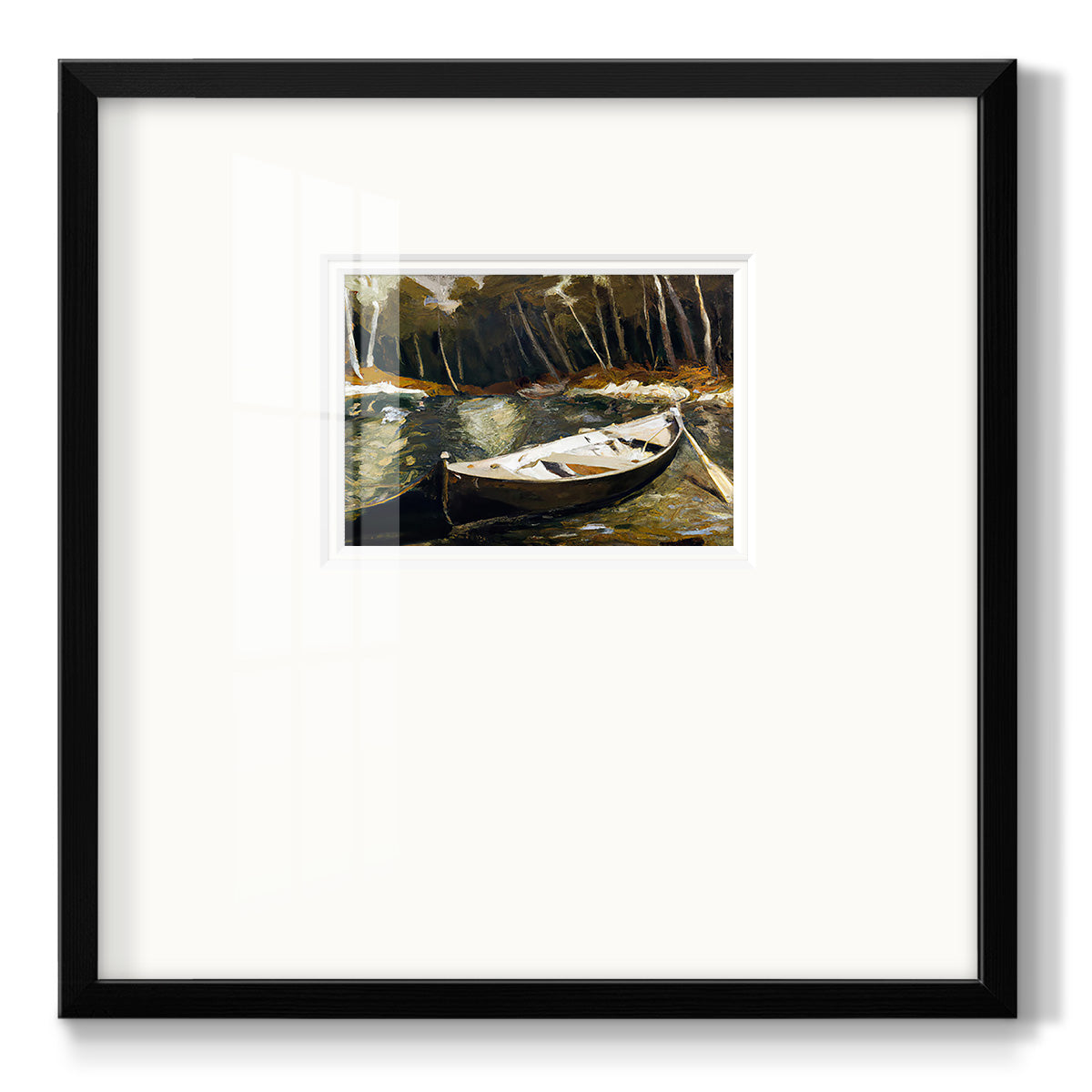 Canoe in the Woods - Double Matboard Framed Print